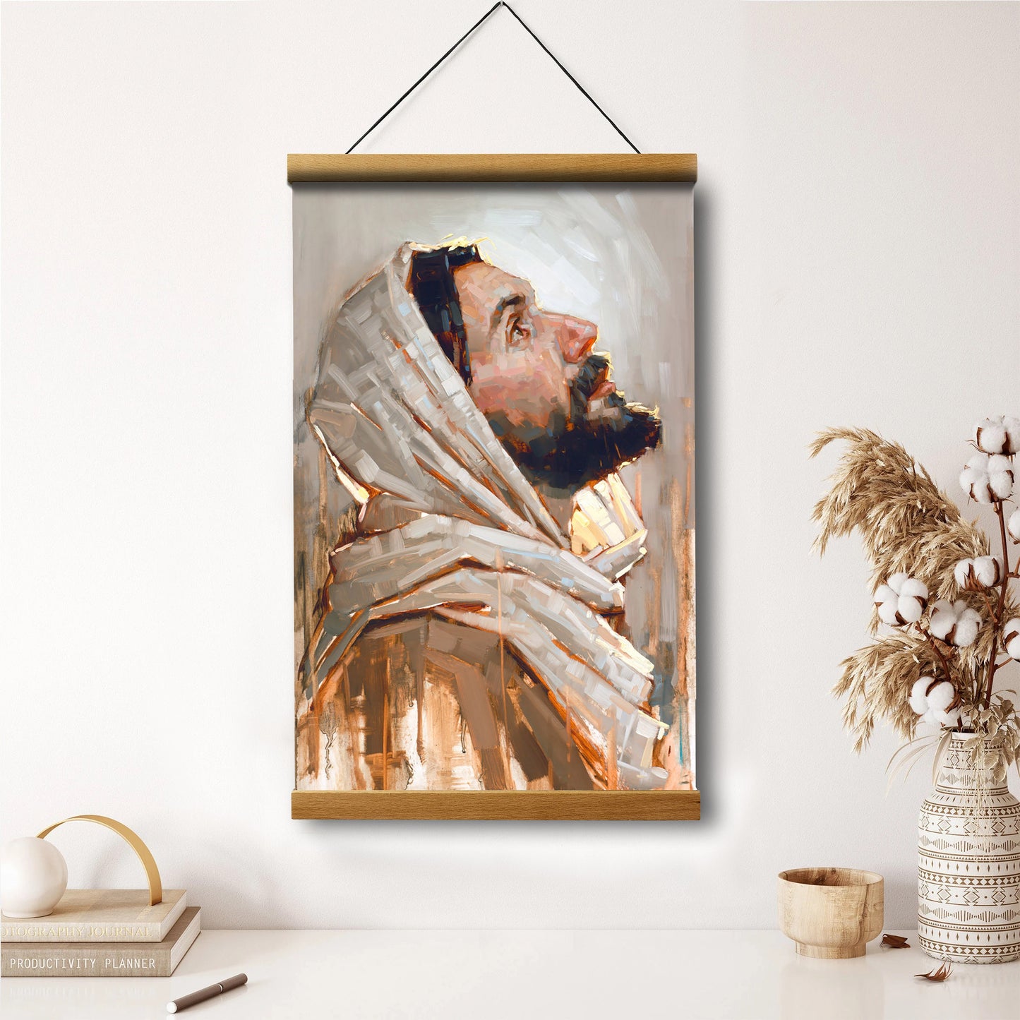 Look To God And Live Hanging Canvas Wall Art - Jesus Picture - Jesus Portrait Canvas - Religious Canvas