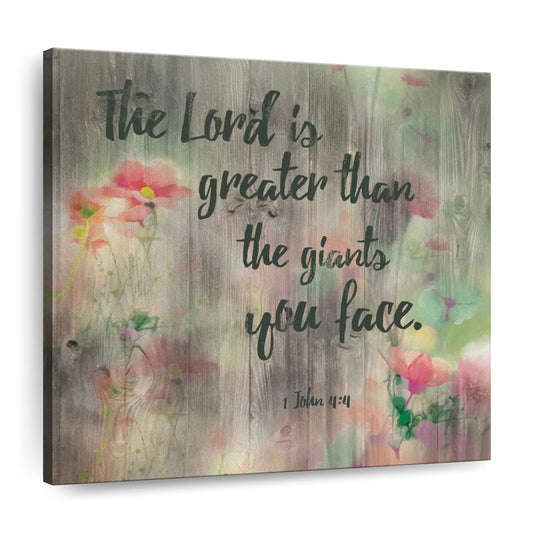 Lord Is Greater Square Canvas Art - Christian Wall Decor - Christian Wall Hanging