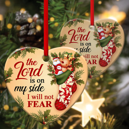 Lord Is On My Side - Amazing Christian Ceramic Heart Ornament - Christmas Decor - Funny Ornament