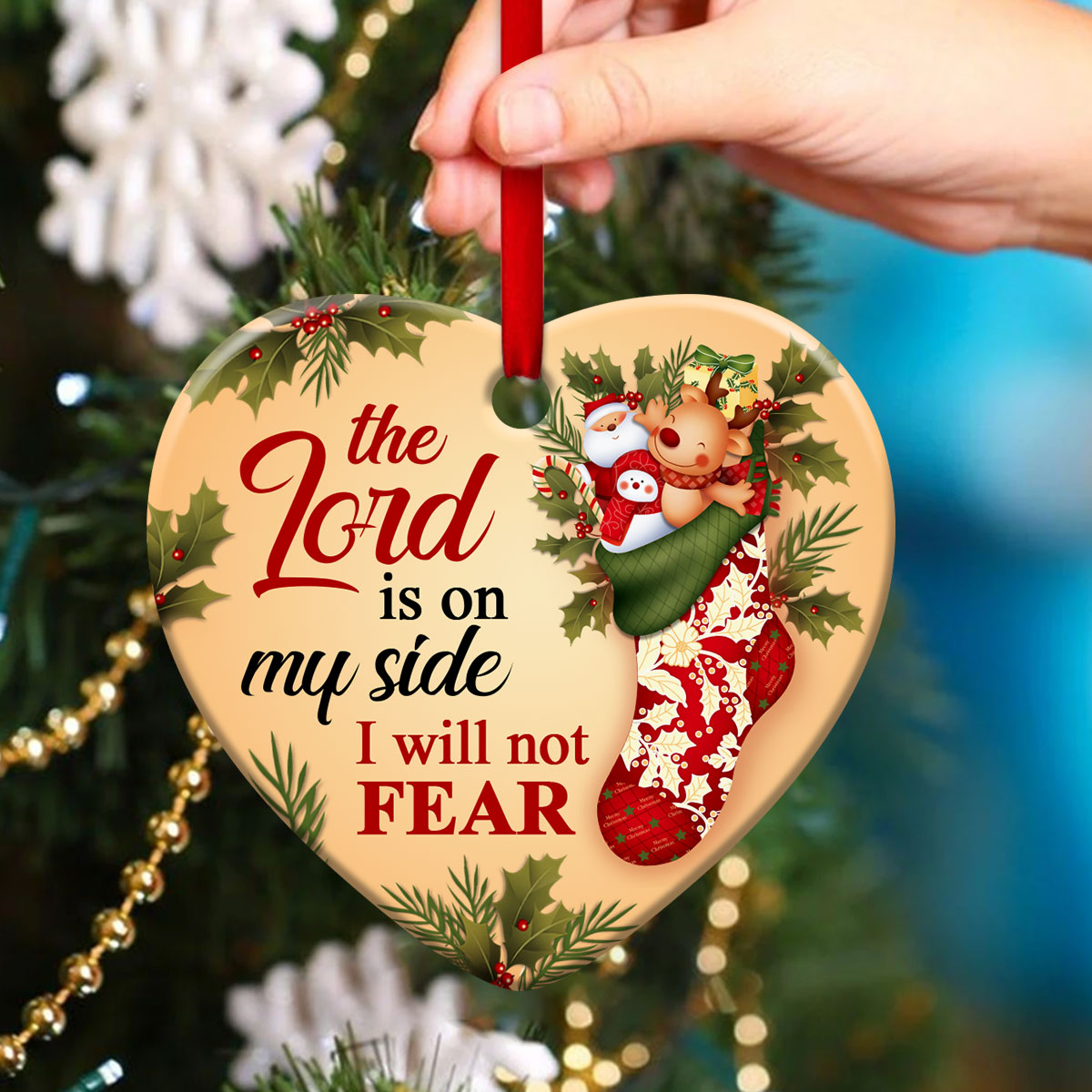 Lord Is On My Side - Amazing Christian Ceramic Heart Ornament - Christmas Decor - Funny Ornament
