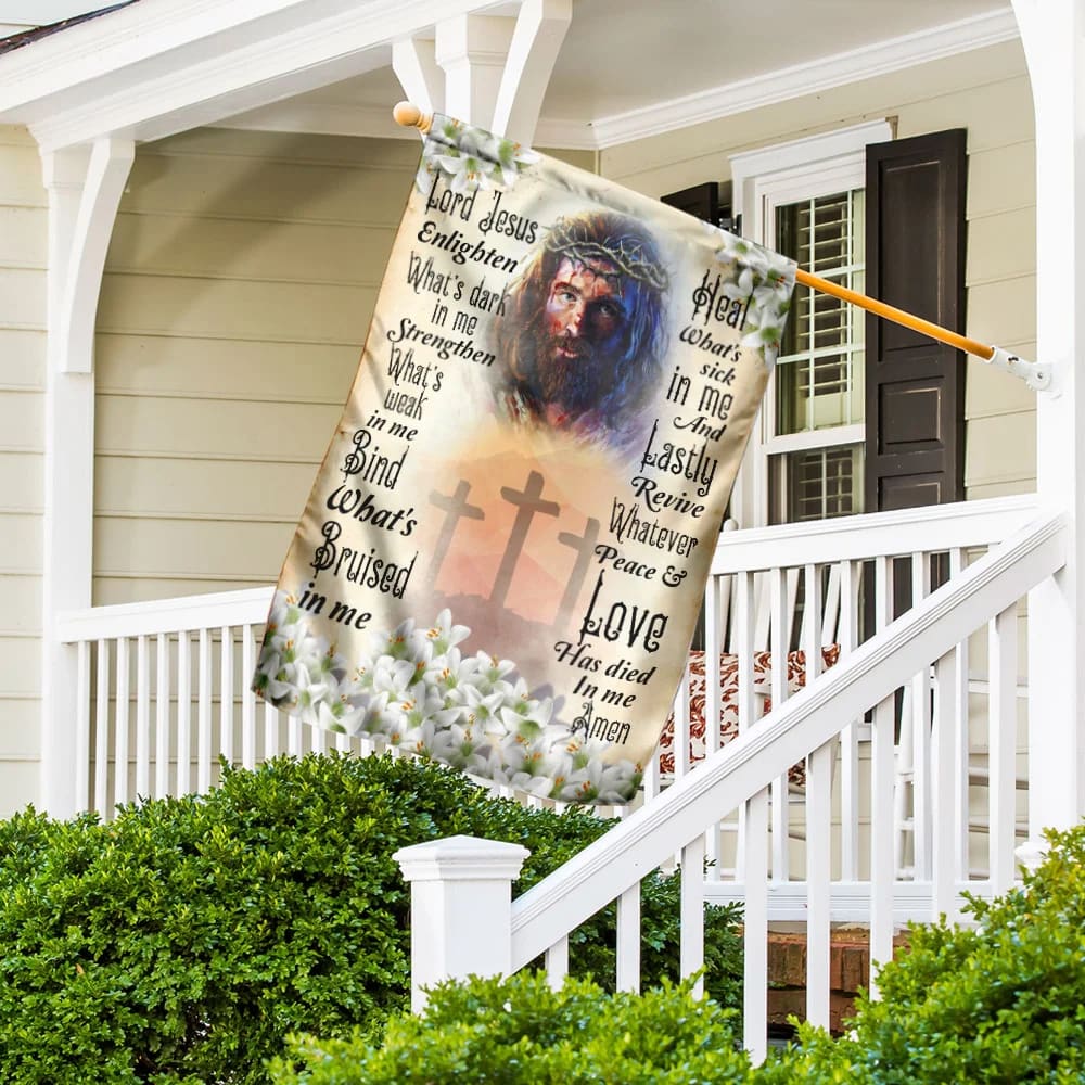 Lord Jesus Enlighten What's Dark In Me Christian House Flags - Christian Garden Flags - Outdoor Christian Flag