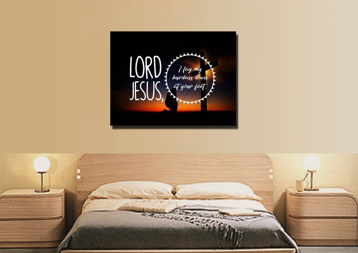 Lord Jesus, I Lay My Burdens Down At Your Feet Wall Art Canvas Print - Christian Canvas Wall Art