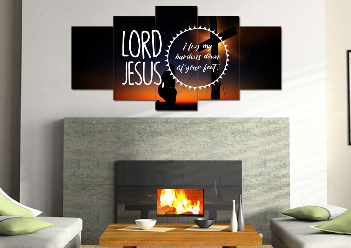 Lord Jesus, I Lay My Burdens Down At Your Feet Wall Art Canvas Print - Christian Canvas Wall Art