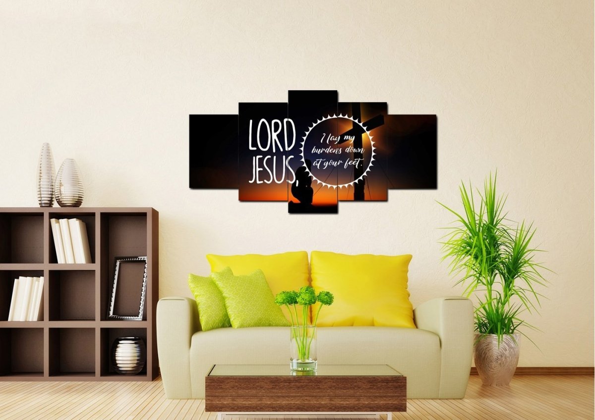 Lord Jesus, I Lay My Burdens Down At Your Feet Wall Art Canvas Print - Christian Canvas Wall Art