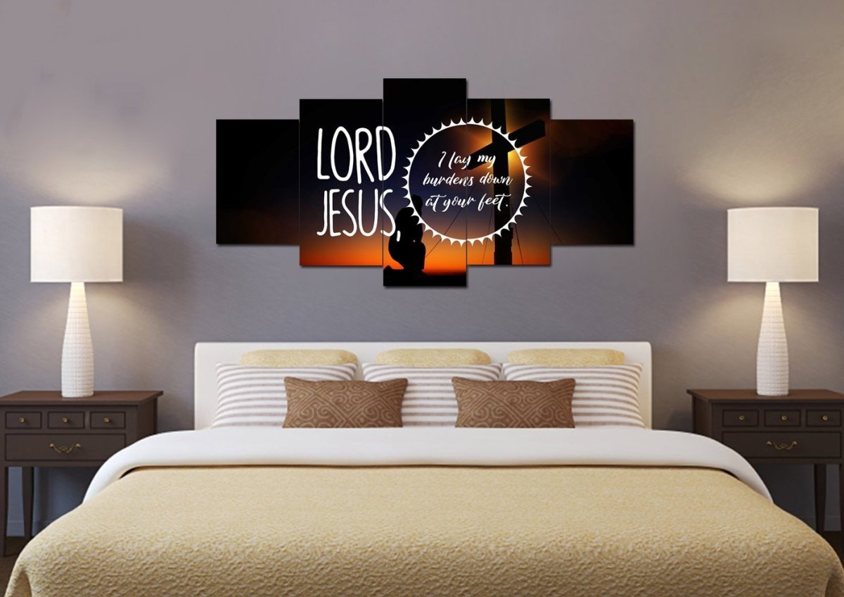 Lord Jesus, I Lay My Burdens Down At Your Feet Wall Art Canvas Print - Christian Canvas Wall Art