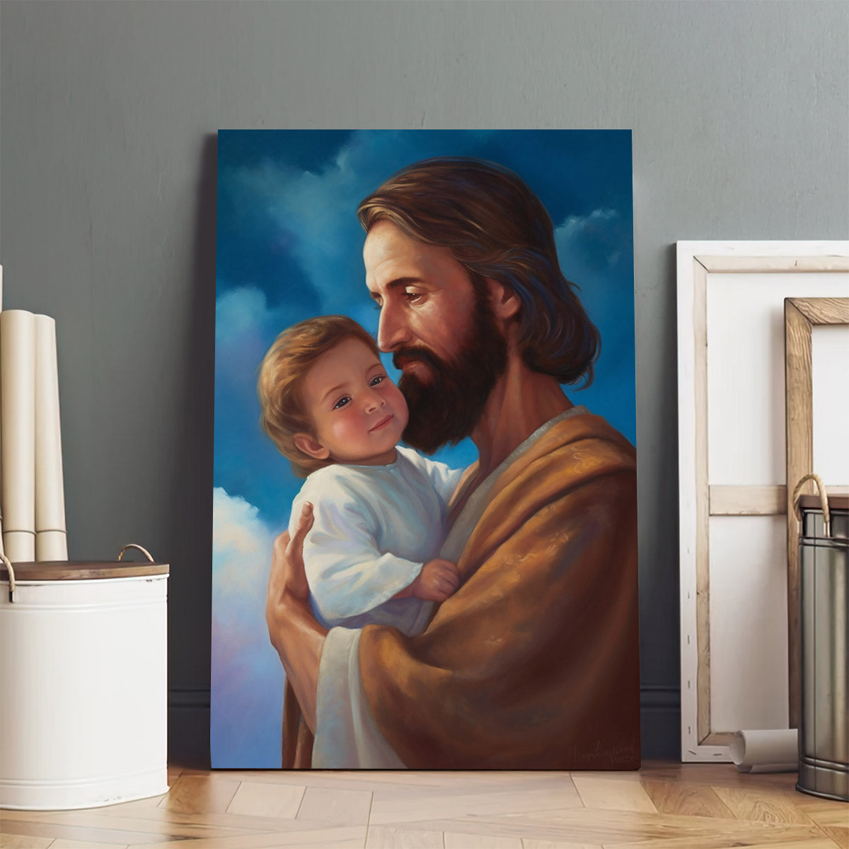 Lord Jesus Is Holding A Child In His Arms - Canvas Pictures - Jesus Canvas Art - Christian Wall Art