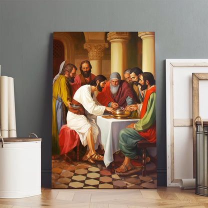 Lord Jesus Is Washing The Feet Of His Disciple Simon Peter At The Last Supper - Canvas Pictures - Jesus Canvas Art - Christian Wall Art