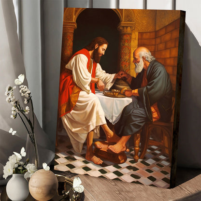Lord Jesus Is Washing The Feet Of His Disciple Simon Peter At The Last Supper 1 - Canvas Pictures - Jesus Canvas Art - Christian Wall Art