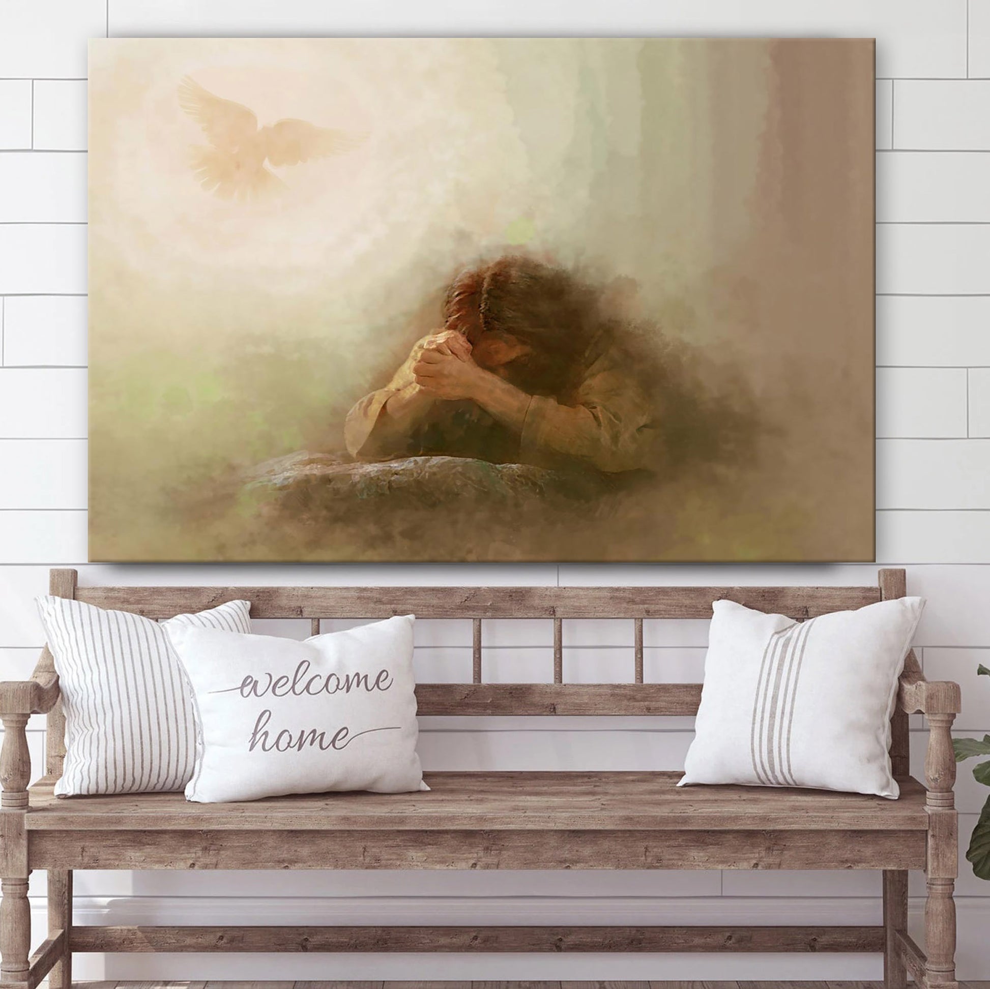 Lord Of Prayer Neutral Canvas Wall Art - Jesus Picture - Christian Wall Decor