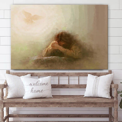 Lord Of Prayer Neutral Canvas Wall Art - Jesus Picture - Christian Wall Decor