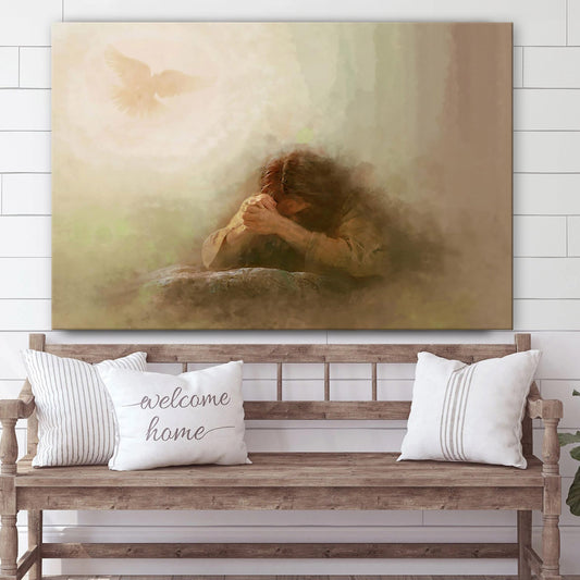Lord Of Prayer Neutral Canvas Wall Art - Jesus Picture - Christian Wall Decor
