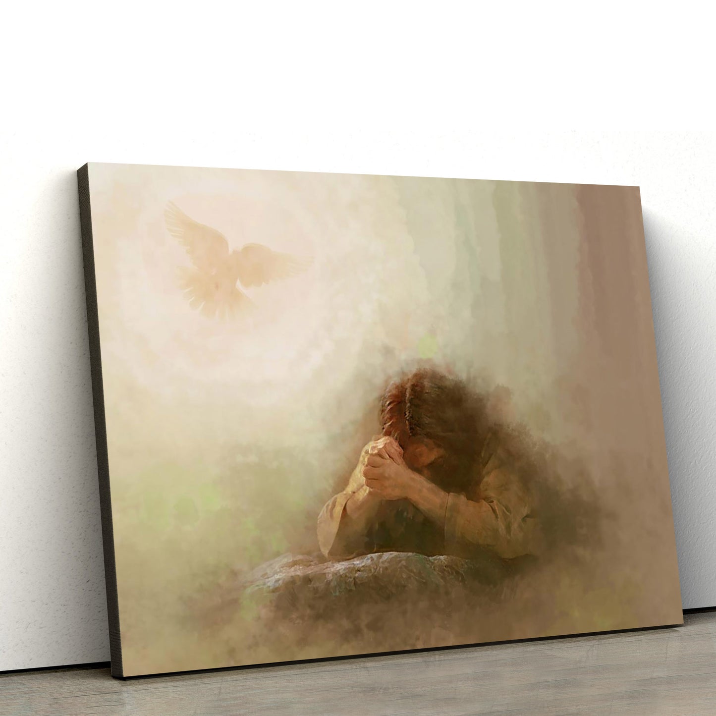 Lord Of Prayer Neutral Canvas Wall Art - Jesus Picture - Christian Wall Decor