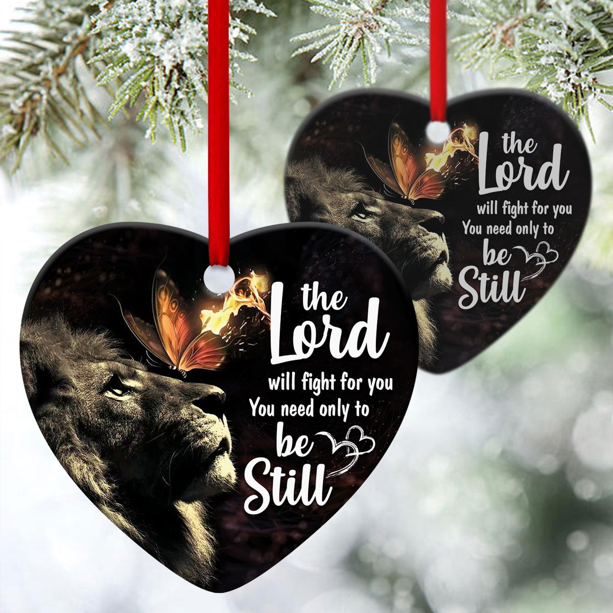 Lord Will Fight For You - Special Ceramic Heart Ornament - Christmas Decor - Nativity Ornaments