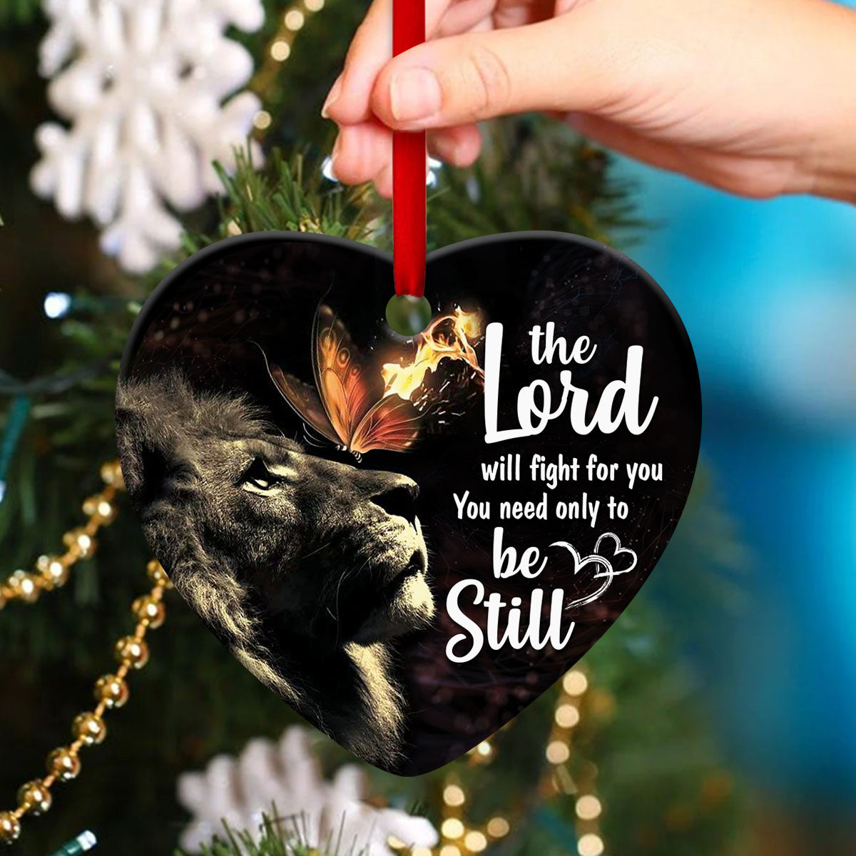 Lord Will Fight For You - Special Ceramic Heart Ornament - Christmas Decor - Nativity Ornaments