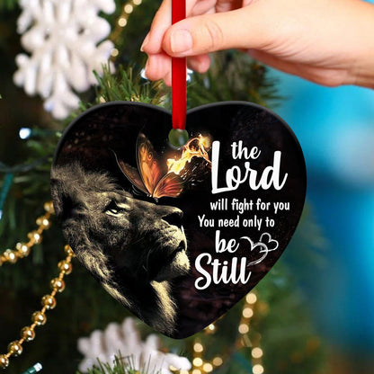 Lord Will Fight For You - Special Ceramic Heart Ornament - Christmas Decor - Nativity Ornaments