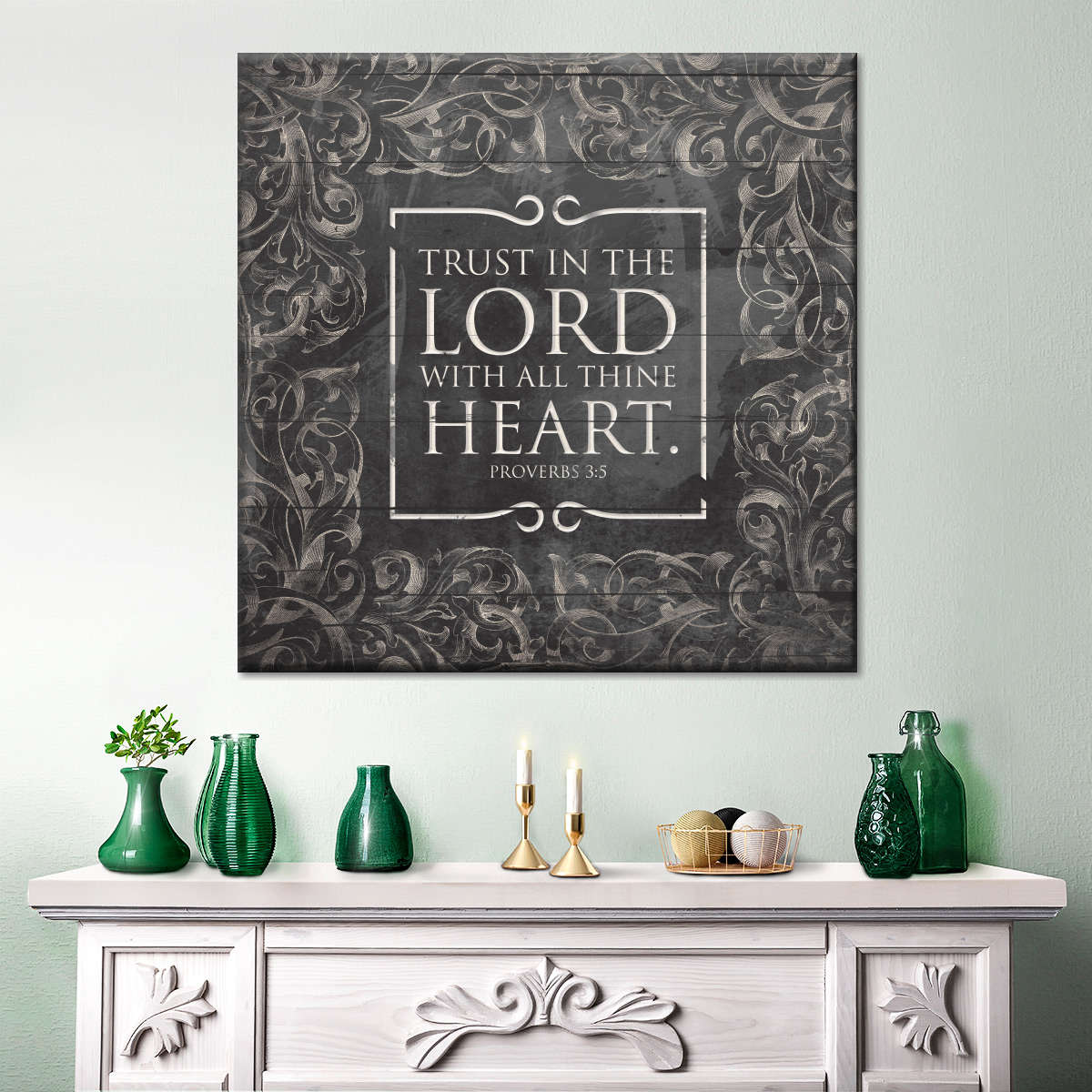 Lord With Heart Neutral Square Canvas Art - Christian Wall Decor - Christian Wall Hanging