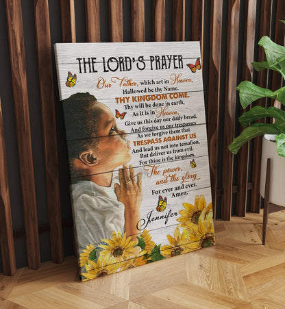 Lord's Prayer For Boys Canvas Wall Art - Scripture Prayer God Christian African American