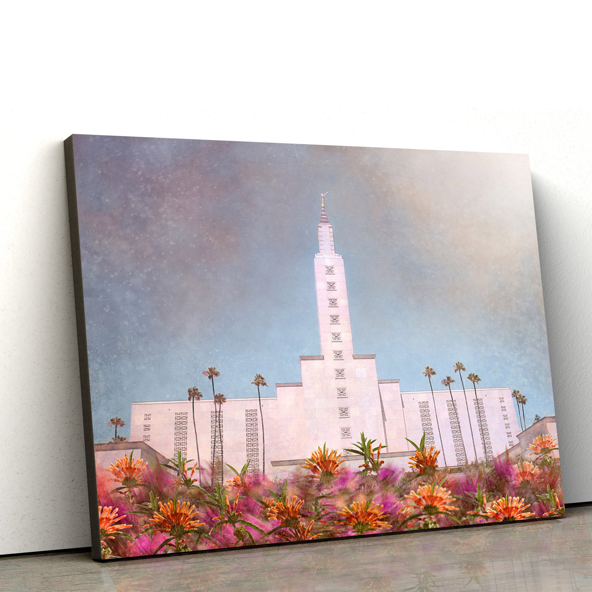 Los Angeles California Temple Bright And Beautiful Canvas Wall Art - Jesus Christ Picture - Canvas Christian Wall Art