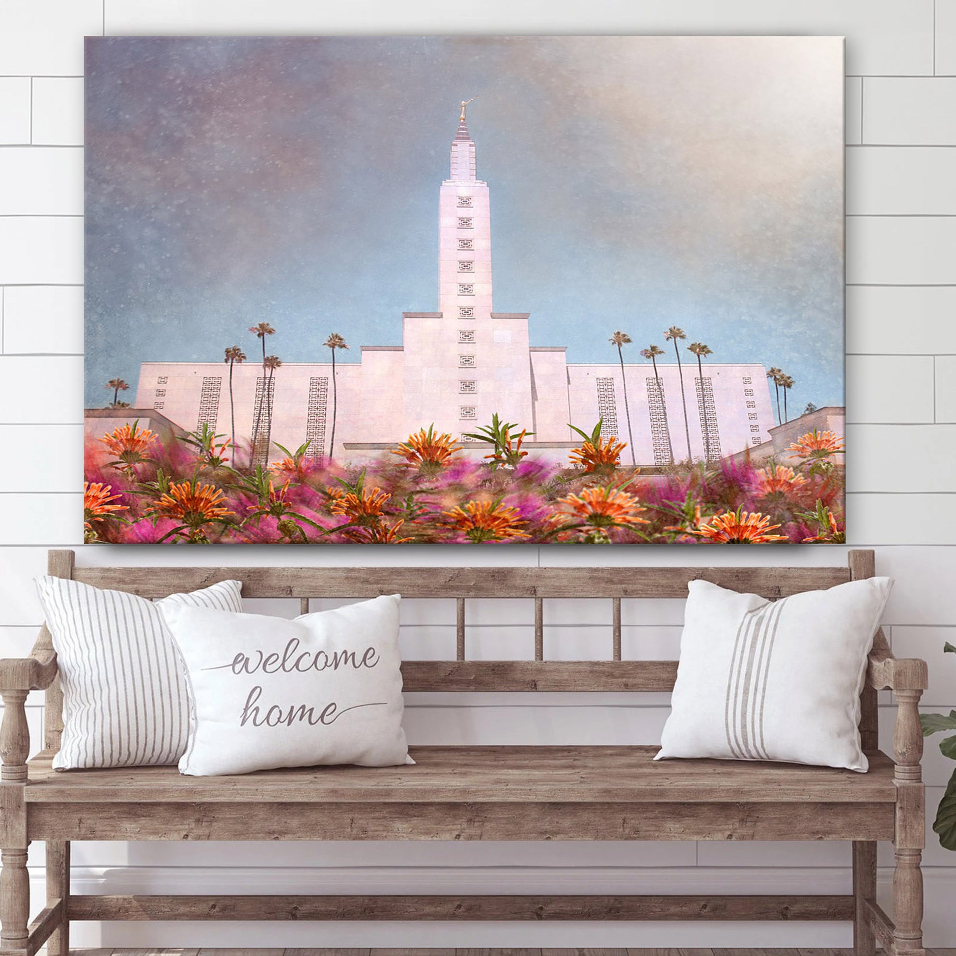 Los Angeles California Temple Bright And Beautiful Canvas Wall Art - Jesus Christ Picture - Canvas Christian Wall Art