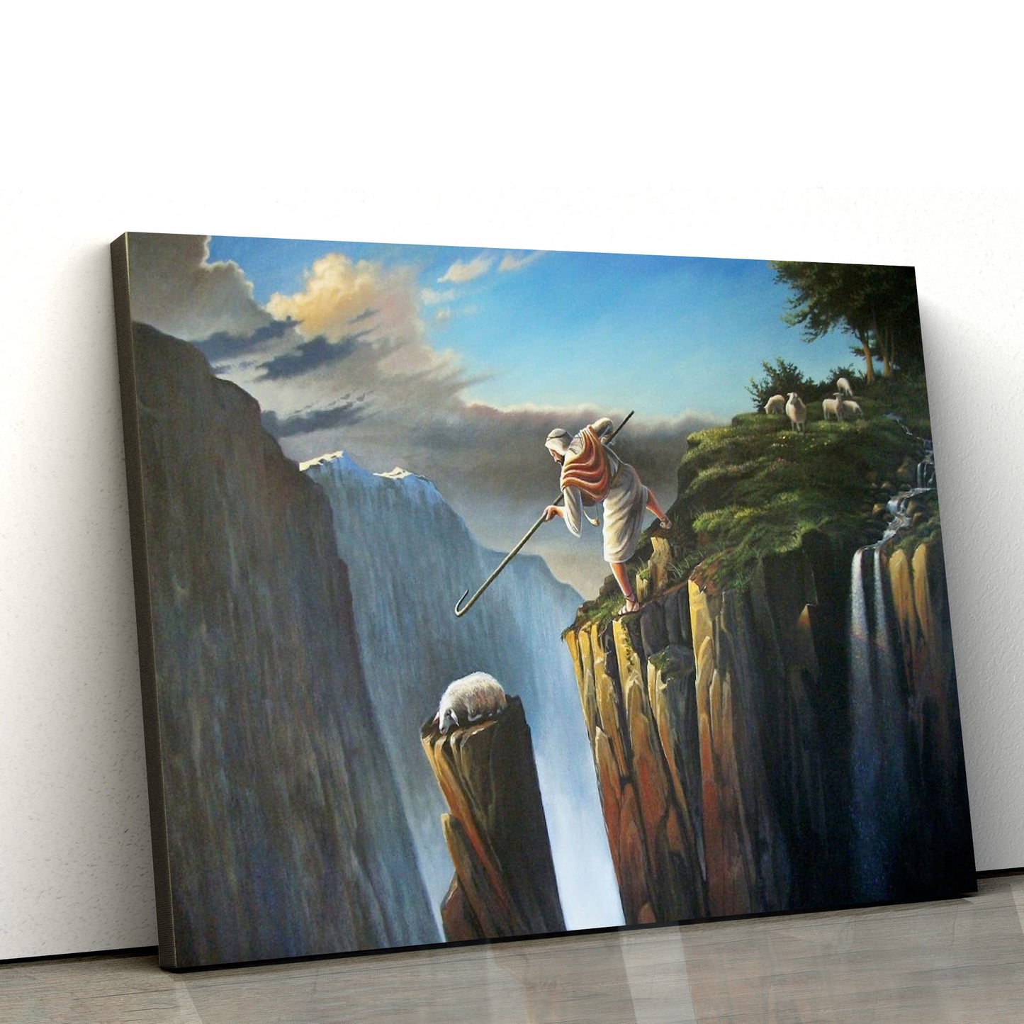 Lost Sheep Jesus - Jesus Canvas Wall Art - Christian Wall Art