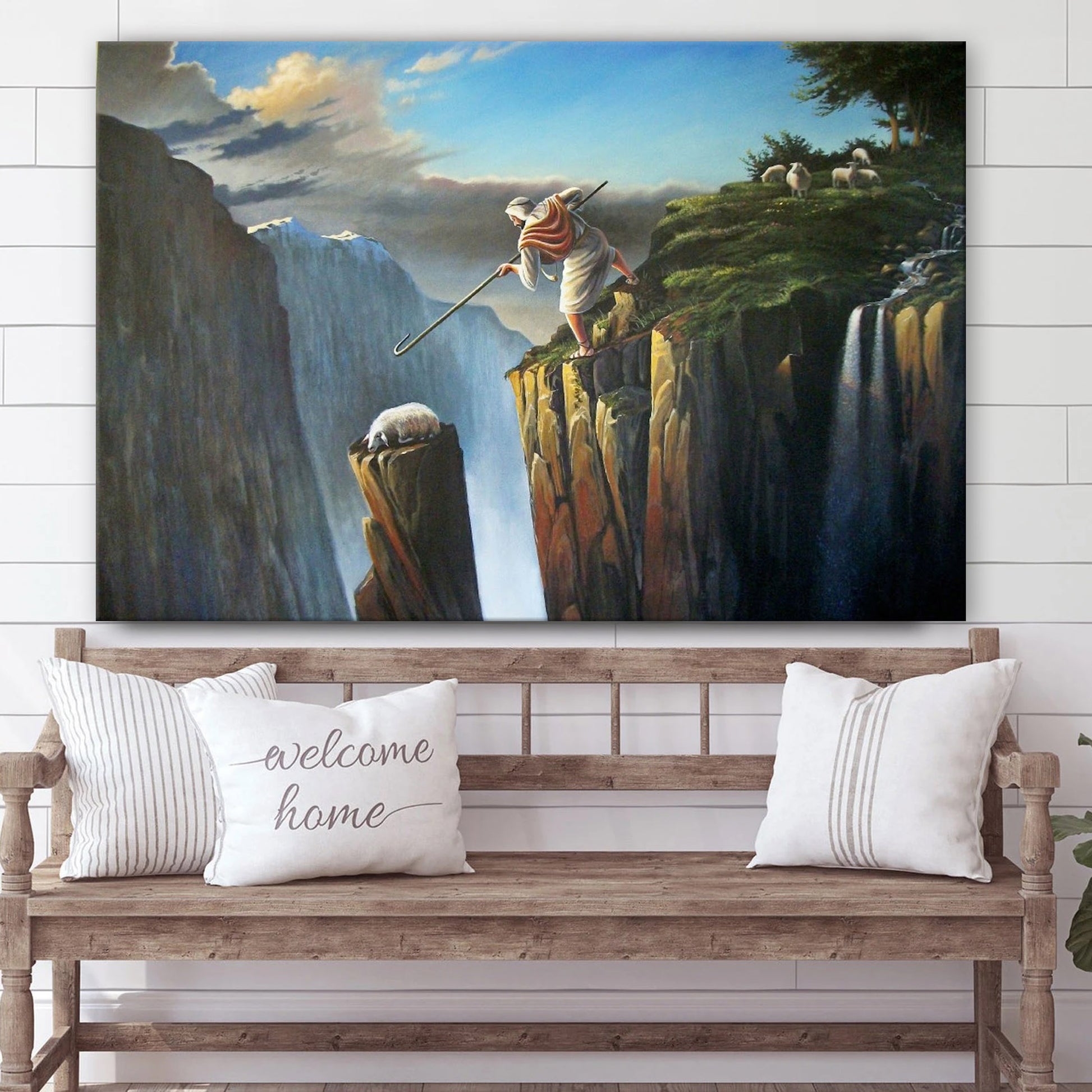 Lost Sheep Jesus - Jesus Canvas Wall Art - Christian Wall Art