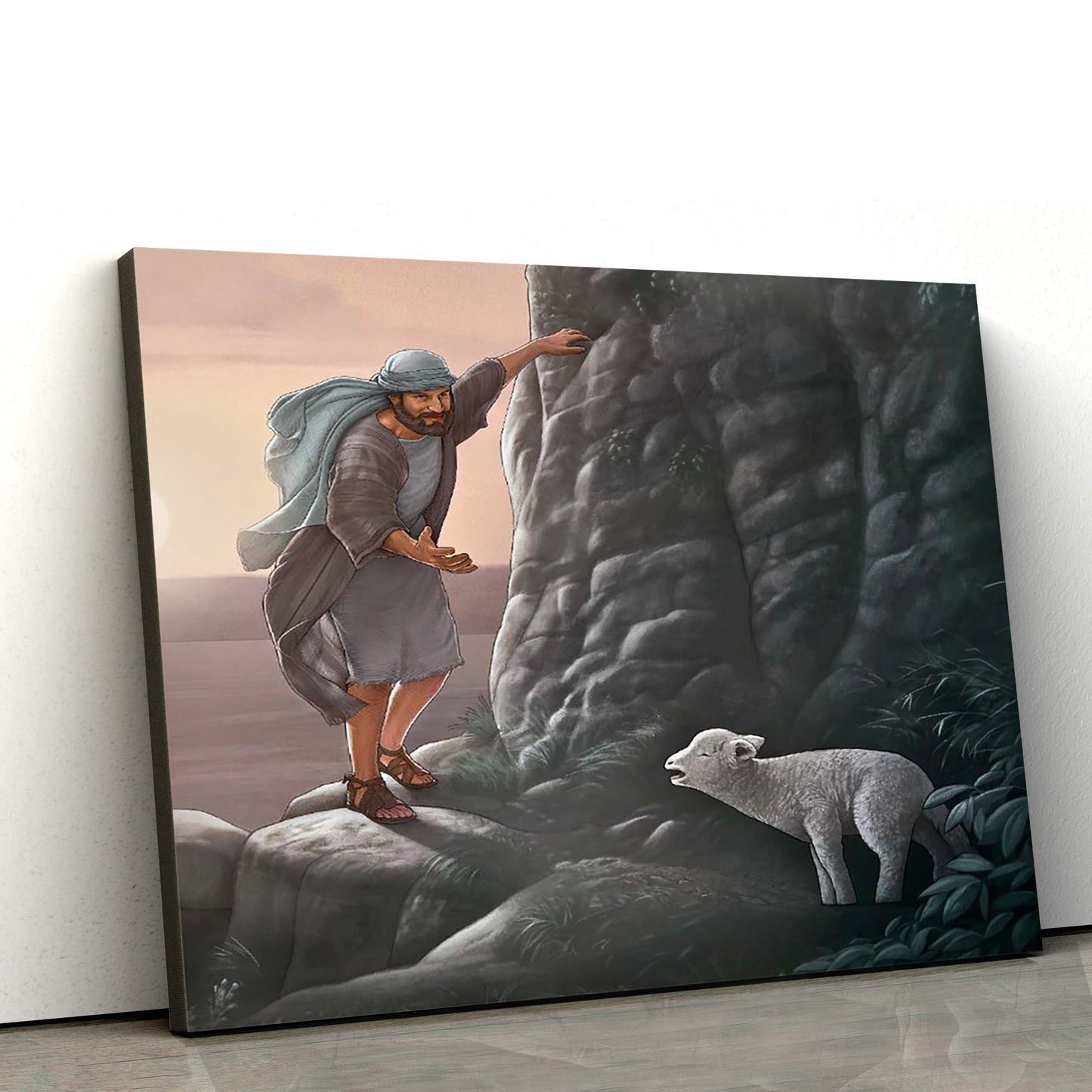 Lost Sheep Picture Of Christ - Jesus Canvas Wall Art - Christian Wall Art