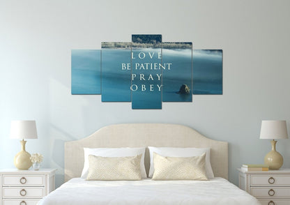 Love Be Patient Pray Obey Canvas Wall Art Print - Christian Canvas Wall Art