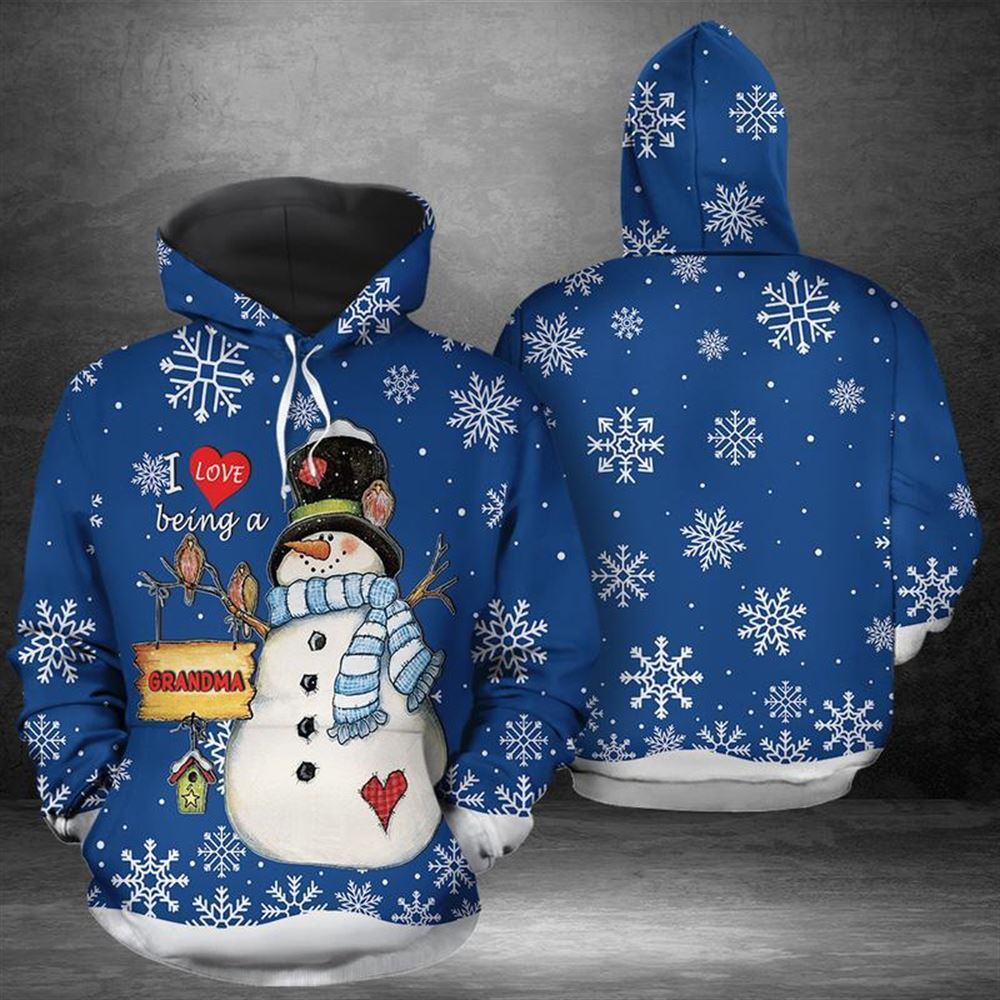 Love Being A Grandma Christmas Snowman All Over Print 3D Hoodie For Men And Women, Christmas Gift, Warm Winter Clothes, Best Outfit Christmas