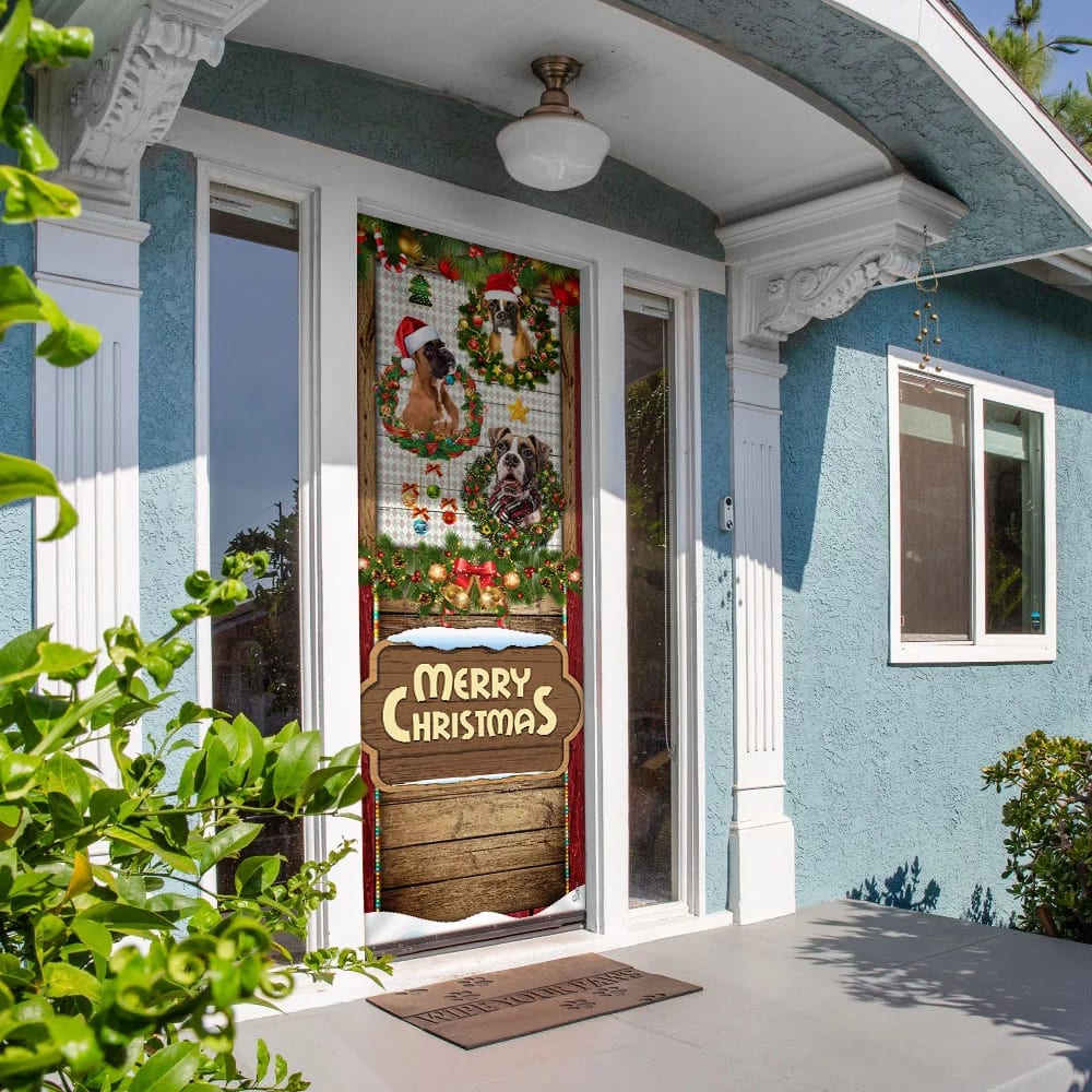 Love Boxer Dog Christmas Door Cover - Christmas Outdoor Decoration