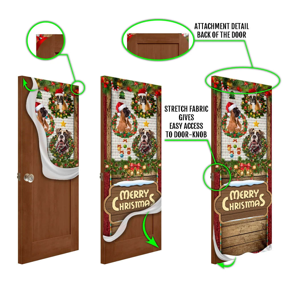 Love Boxer Dog Christmas Door Cover - Christmas Outdoor Decoration