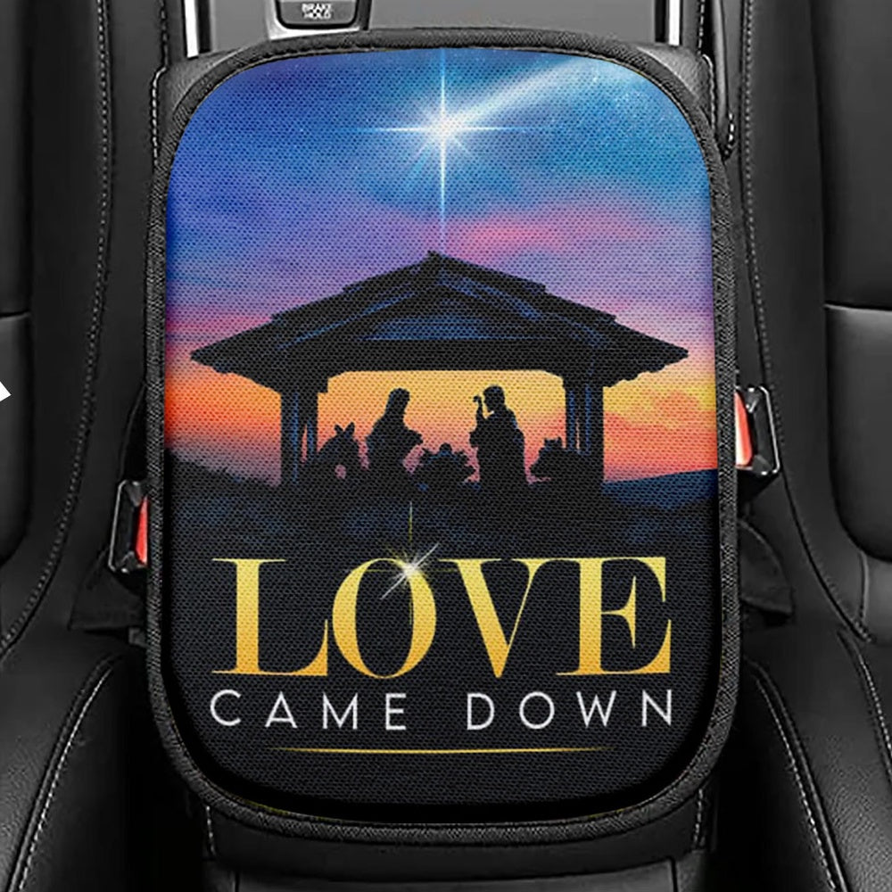 Love Came Down Christian Christmas Seat Box Cover, Bible Verse Car Center Console Cover, Scripture Car Interior Accessories
