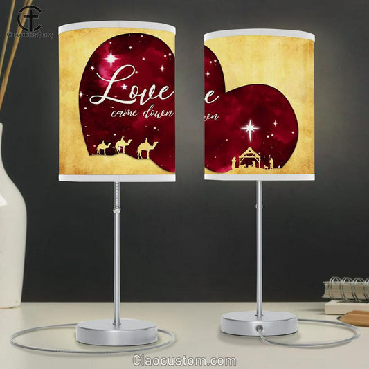 Love Came Down Christmas Table Lamp For Bedroom - Christian Room Decor