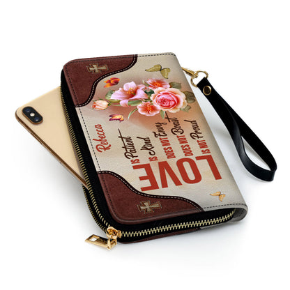 Love Does Not Envy Clutch Purse For Women - Personalized Name - Christian Gifts For Women