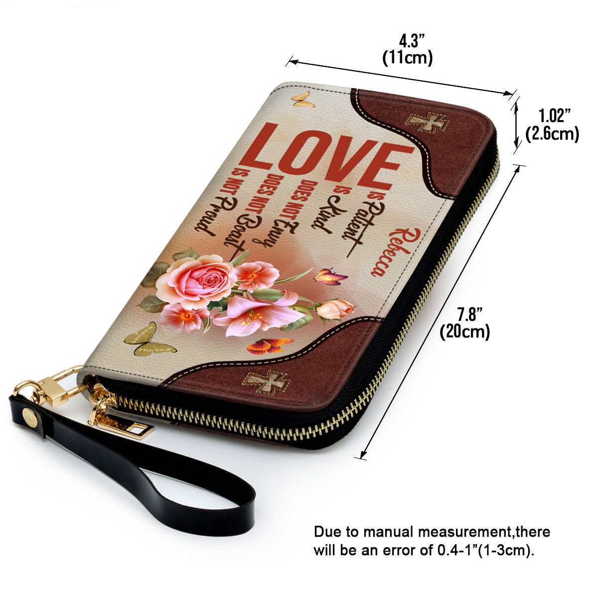 Love Does Not Envy Clutch Purse For Women - Personalized Name - Christian Gifts For Women