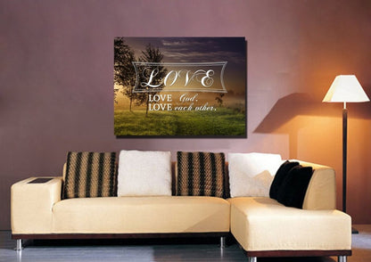 Love God Love Each Other Wall Art Canvas Print - Christian Canvas Wall Art