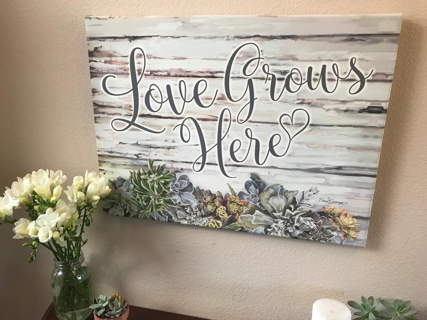 Love Grows Here Canvas Wall Art - Christian Wall Decor - Religious Gift