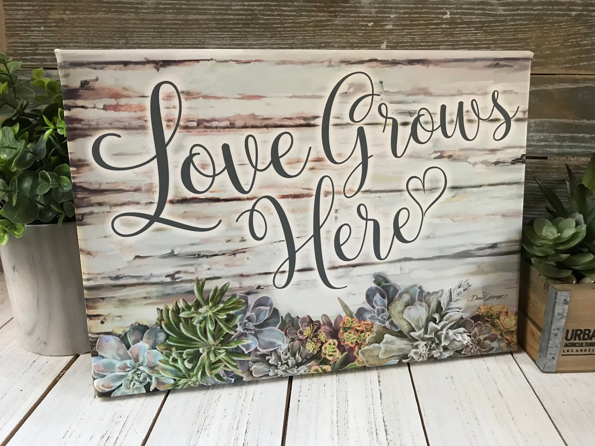 Love Grows Here Canvas Wall Art - Christian Wall Decor - Religious Gift