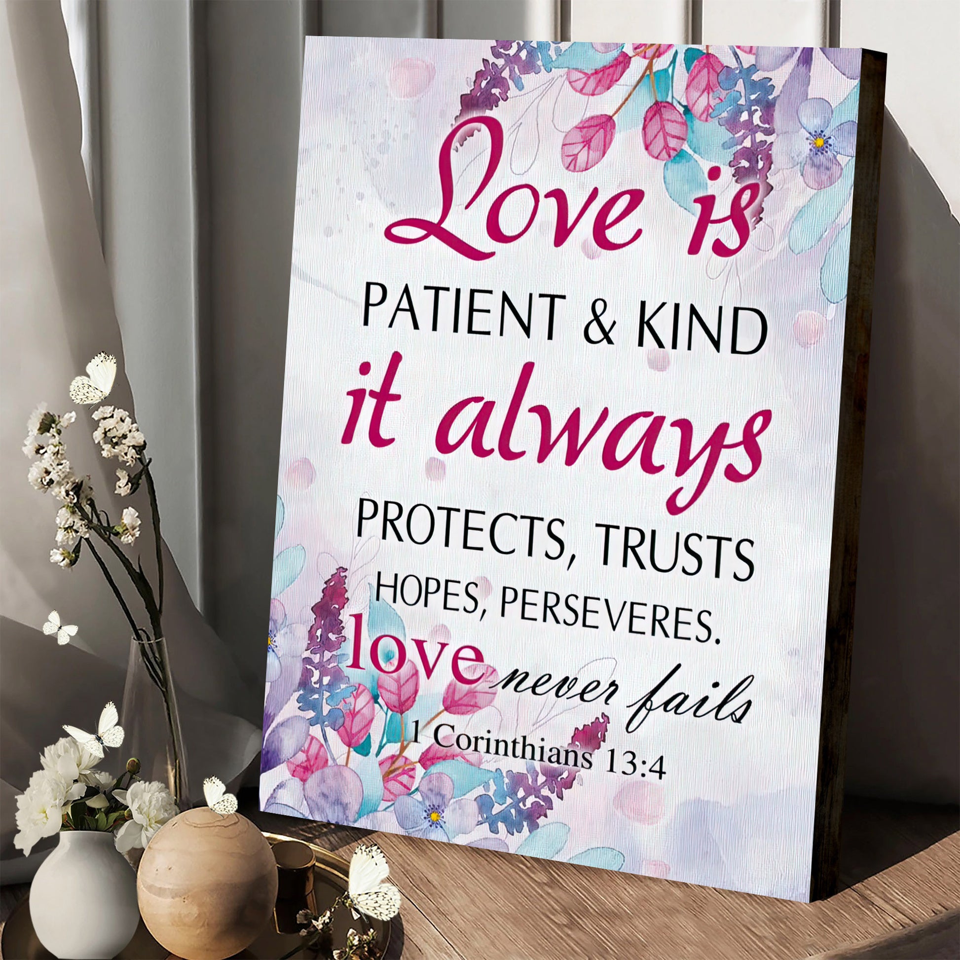 Love Is Patient And Kind Poster Canvas - 1 Corinthians 13 4 Hanging Wall Art