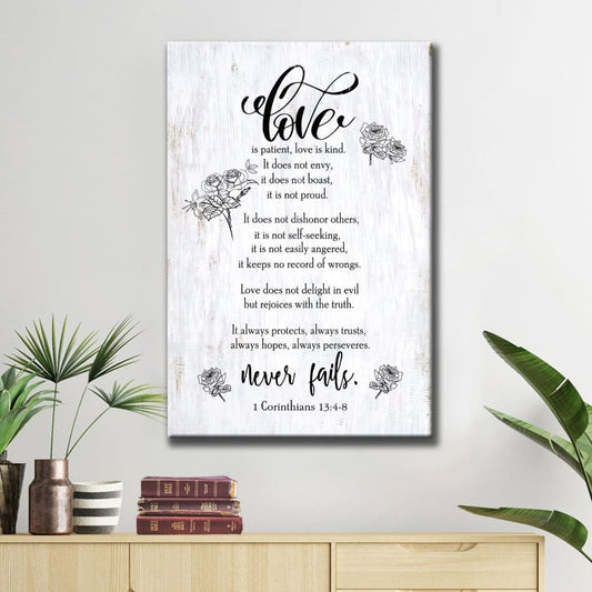 Love Is Patient Love Is Kind 1 Corinthians 134-8 Bible Verse Canvas Art - Bible Verse Canvas - Scripture Wall Art