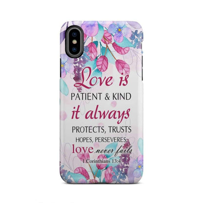 Love Is Patient Love Is Kind 1 Corinthians 134 Bible Verse Phone Case - Inspirational Bible Scripture iPhone Cases