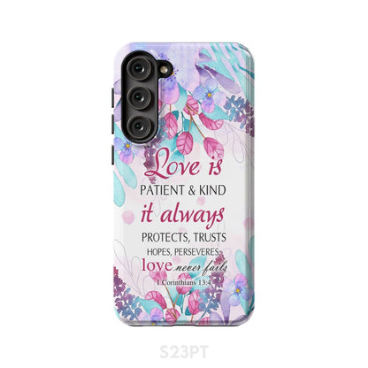 Love Is Patient Love Is Kind 1 Corinthians 134 Bible Verse Phone Case - Inspirational Bible Scripture iPhone Cases