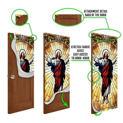 Love Jesus Door Cover - Religious Door Decorations - Christian Home Decor