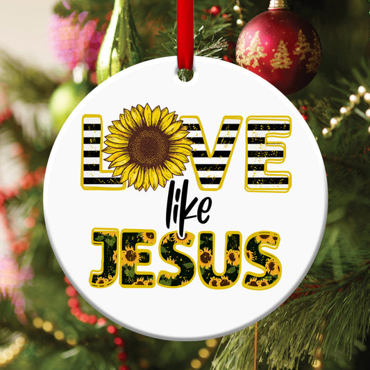 Love Like Christ - Sunflower Ceramic Circle Ornament - Ornaments Hanging Gift - Nativity Ornaments
