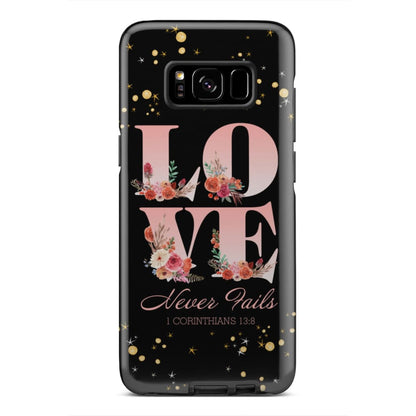 Love Never Fails 1 Corinthians 138 Bible Verse Phone Case - Inspirational Bible Scripture iPhone Cases