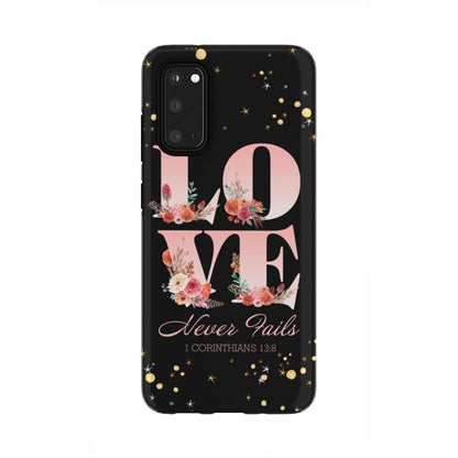 Love Never Fails 1 Corinthians 138 Bible Verse Phone Case - Inspirational Bible Scripture iPhone Cases