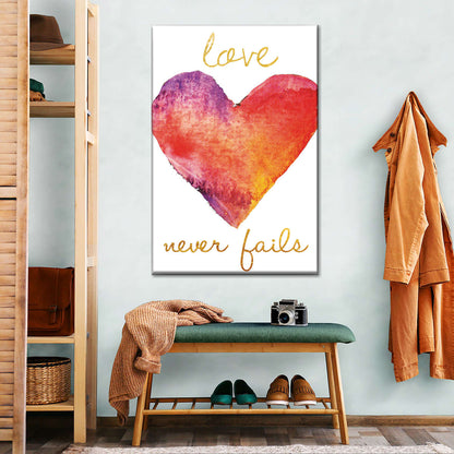 Love Never Fails II Canvas Wall Art - Canvas Religious Wall Art - Christian Wall Decor Living Room