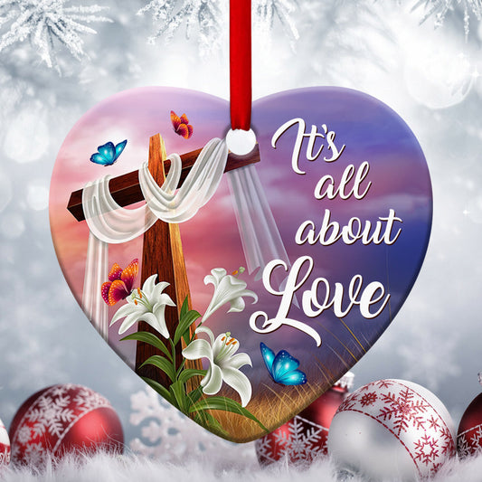 Love Of Jesus - Cross Ceramic Heart Ornament - Christian Gift For Friends - Unique Gifts