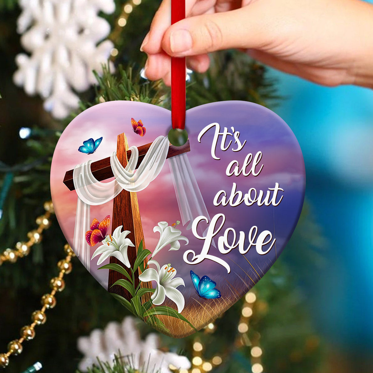 Love Of Jesus - Cross Ceramic Heart Ornament - Christian Gift For Friends - Unique Gifts