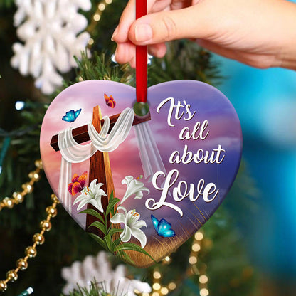Love Of Jesus - Cross Ceramic Heart Ornament - Christian Gift For Friends - Unique Gifts