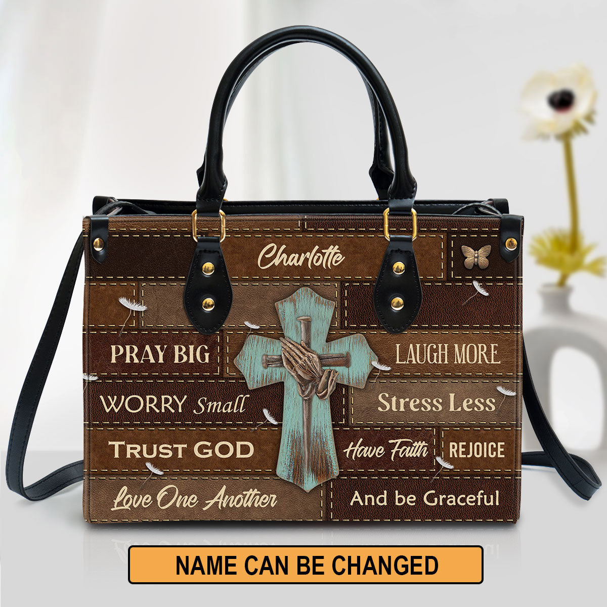 Love One Another Personalized Leather Bag For Women - Religious Gifts For Women